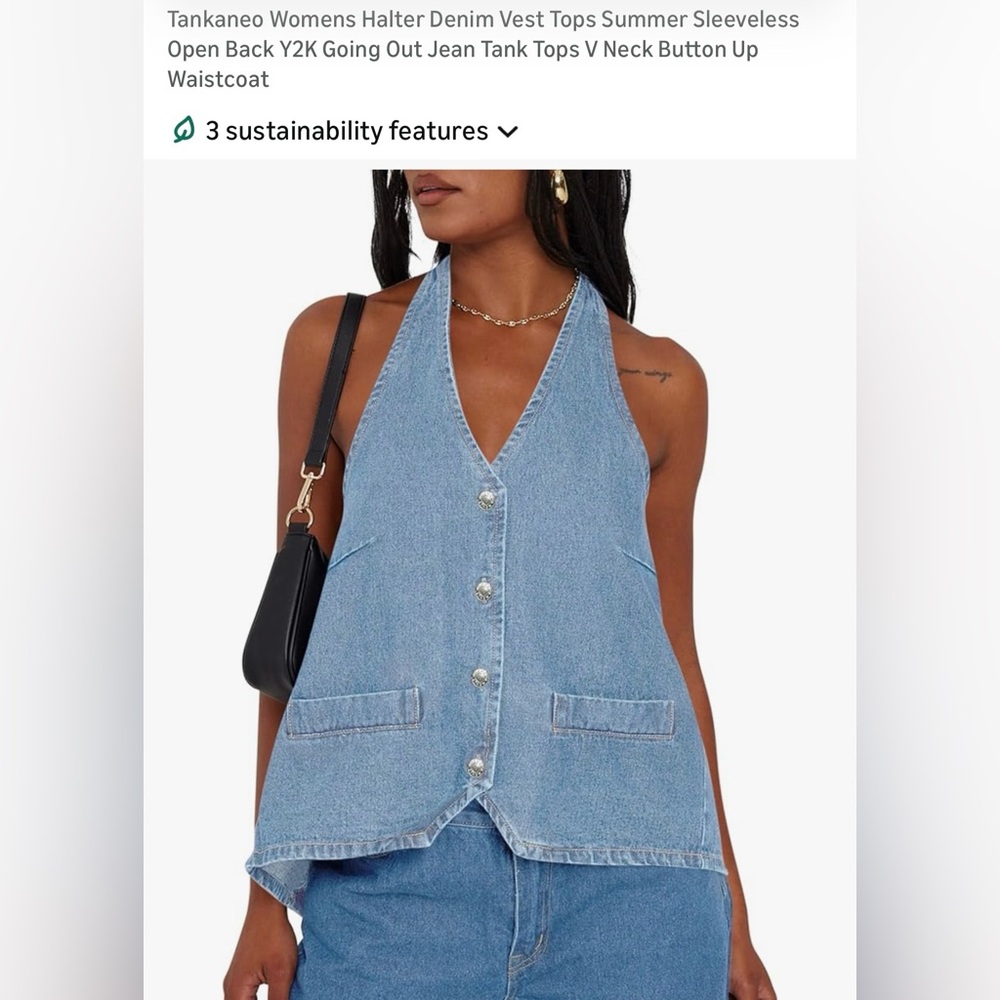 Women’s Light Blue Denim Halter Vest